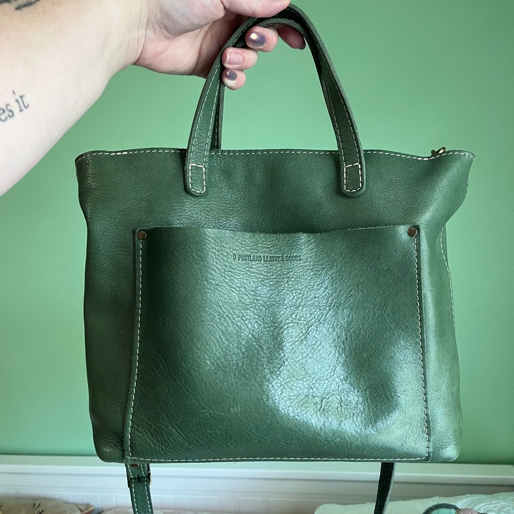 Portland Leather Green Structured Tote